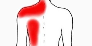 Péng ënnert der lénkser Schëllerblad vum Réck